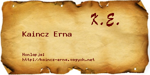 Kaincz Erna névjegykártya